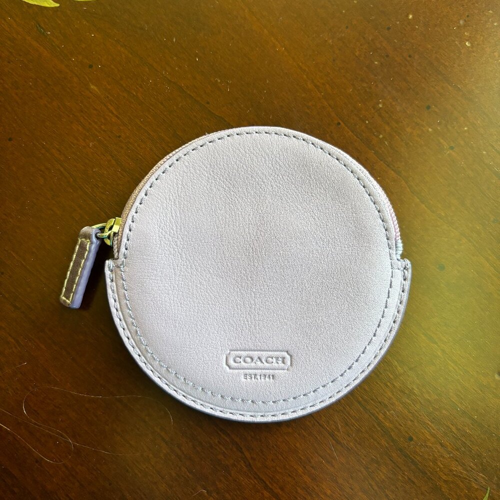 Coach purple leather coin purse